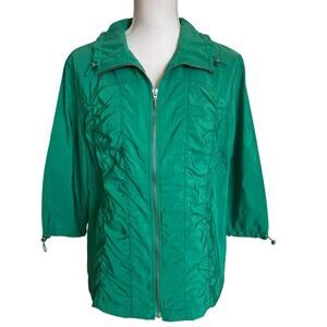 Chico's Zenergy Jacket Women's Size 2 Large 12/14 Green Zip Front Activewear